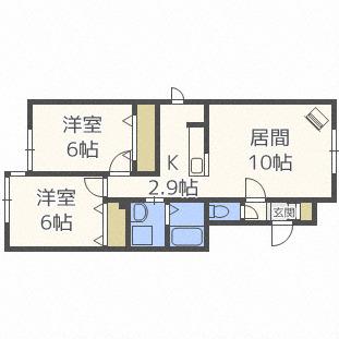 ルミエールクランセ(2LDK/1階)の間取り写真