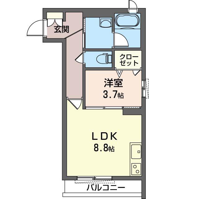 グランディールIV(1LDK/1階)の間取り写真