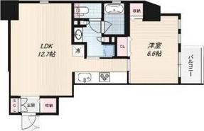 RIDGE北堀江(1LDK/6階)の間取り写真