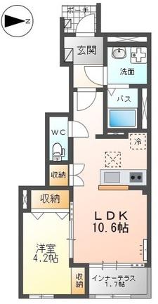 黒岩アパート(1LDK/1階)の間取り写真