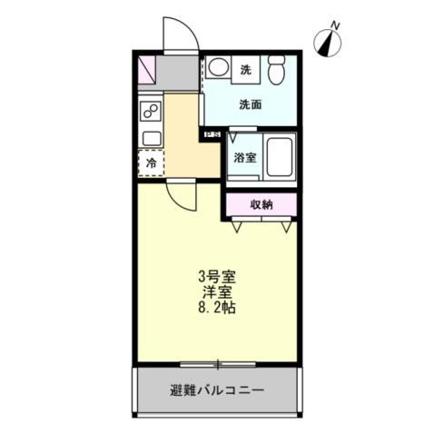 THE SUITE 横浜六浦(1K/3階)の間取り写真