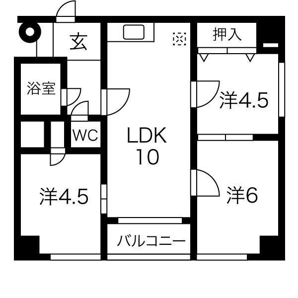 フラワーコーポ(2LDK/4階)の間取り写真