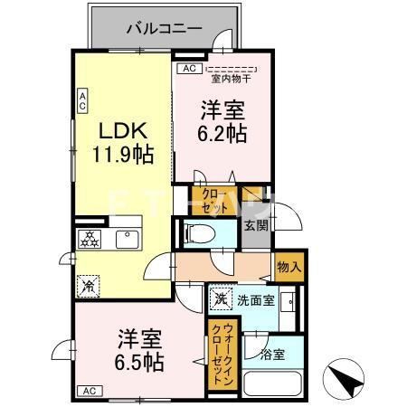 レジデンスヒルトップX XI X(2LDK/3階)の間取り写真