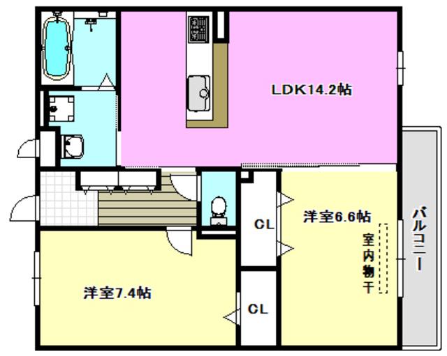 メゾンドォール・サライ(2LDK/1階)の間取り写真