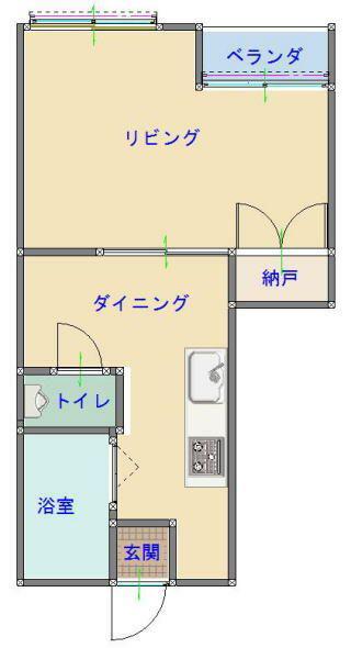 セゾンライフ(1DK/2階)の間取り写真