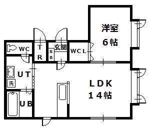LEBEN11(1LDK/2階)の間取り写真