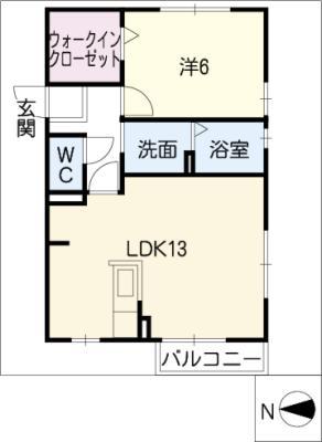 サンパティーク(1LDK/2階)の間取り写真