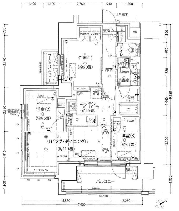シャリエ椎名町(3LDK/8階)の間取り写真