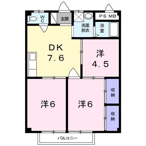 シティハイツヤマキチ(3DK/2階)の間取り写真