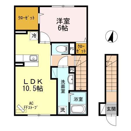 ファーストリッチ A(1LDK/2階)の間取り写真