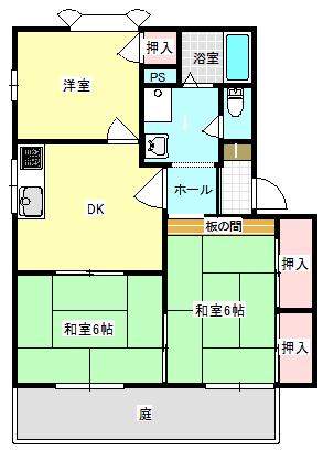 アルテールマトバ A棟(3DK/1階)の間取り写真