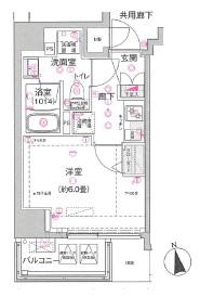 SQUARE CITY KAWASAKI HIGASHIDACHO(1K/6階)の間取り写真