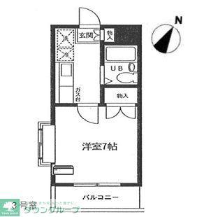 サンテラス湘南(1K/2階)の間取り写真