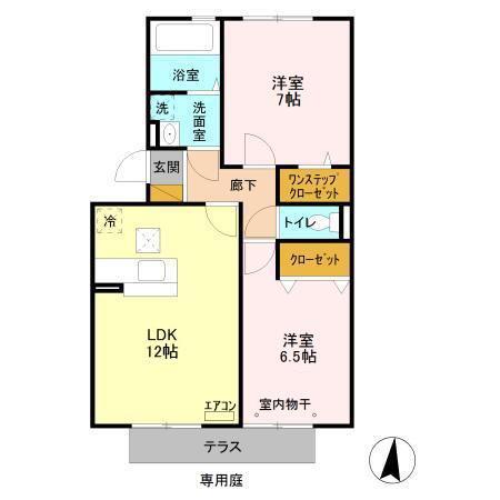 オルテンシア(2LDK/1階)の間取り写真