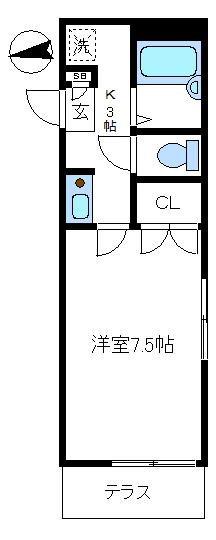 カオパレスNO.23(1K/1階)の間取り写真