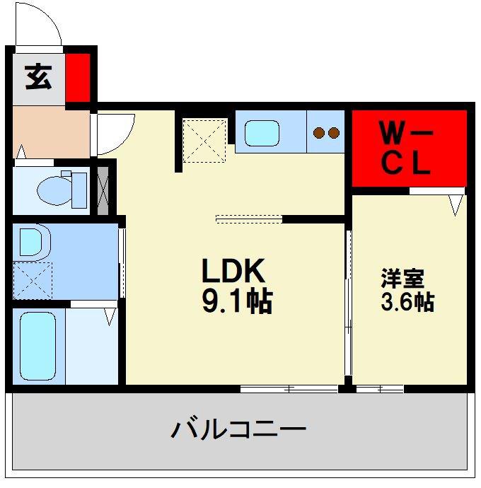 D-ROOM戸畑(1LDK/2階)の間取り写真