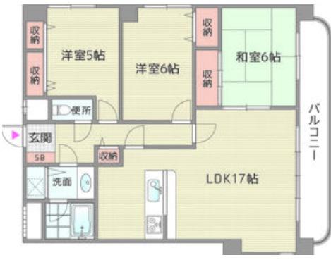 南甲子園ハイツ(3LDK/3階)の間取り写真
