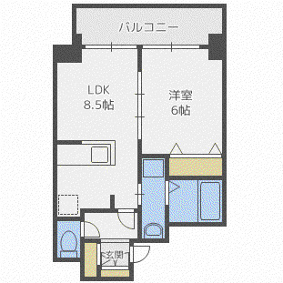 ハイブリッジ(1LDK/6階)の間取り写真