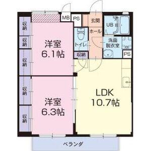 ルミエールあさひ(2LDK/2階)の間取り写真