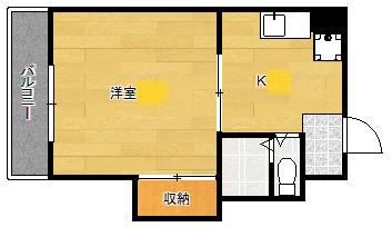 ヴィラ丸本(1DK/6階)の間取り写真