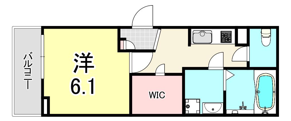 ココングランジュール宝塚南口(1K/3階)の間取り写真