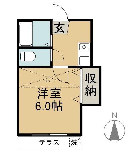 ボヌール若水(1K/1階)の間取り写真