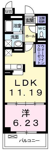 デスパシオ(1LDK/3階)の間取り写真