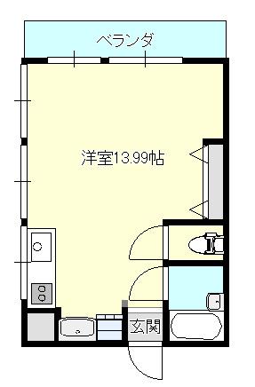 ロイヤルマンション(ワンルーム/2階)の間取り写真