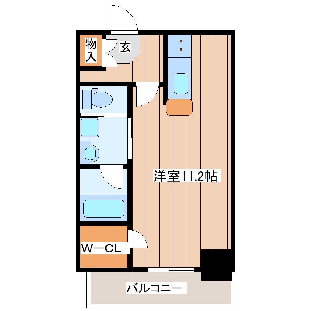 マルタマファイブリッジ(ワンルーム/9階)の間取り写真