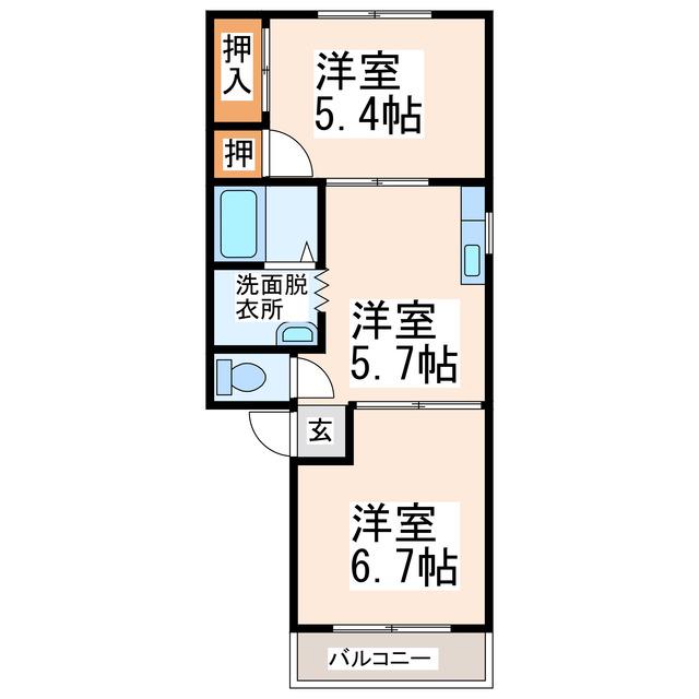 フレグランスKN(2DK/2階)の間取り写真