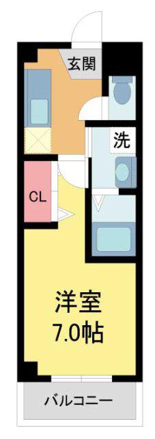 AILE石橋II(1K/1階)の間取り写真