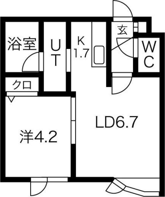 アークコート北27条II(1LDK/2階)の間取り写真