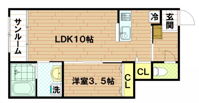 コートディアス(1LDK/1階)の間取り写真