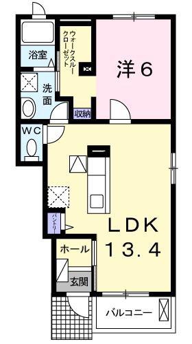 ルミナス淡路I(1LDK/1階)の間取り写真