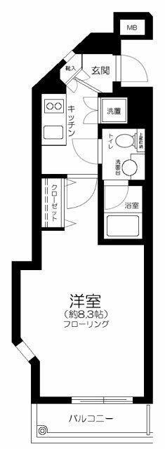 プレール・ドゥーク西新宿II(1K/3階)の間取り写真