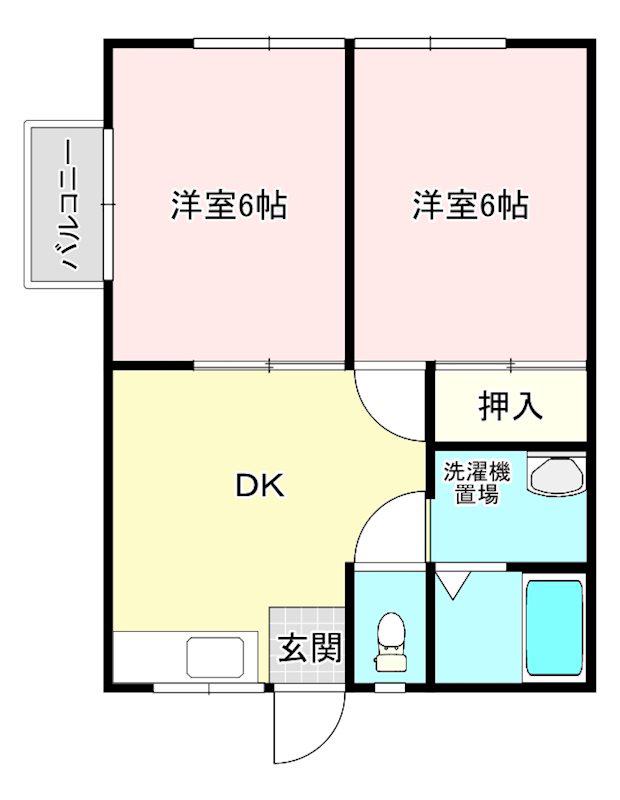 シャトルニュー前田(2DK/2階)の間取り写真