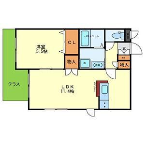 HEBEL MAISON 長興寺(1LDK/1階)の間取り写真