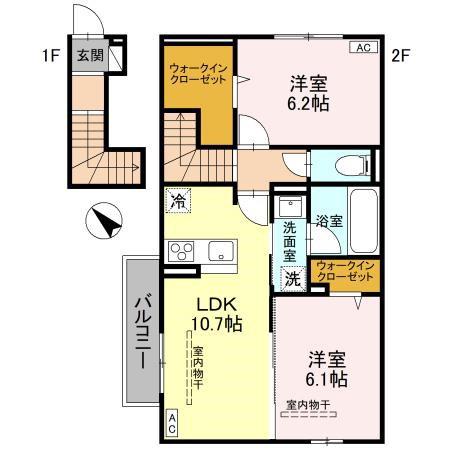 グランフルール(2LDK/2階)の間取り写真