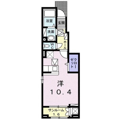 MARIAGE B(ワンルーム/1階)の間取り写真