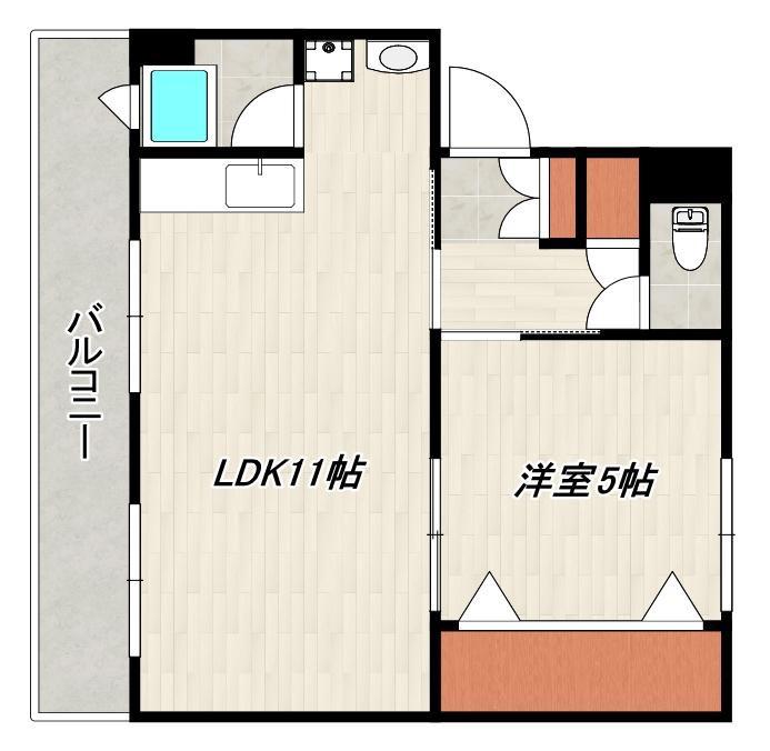 原良ビル(1LDK/2階)の間取り写真