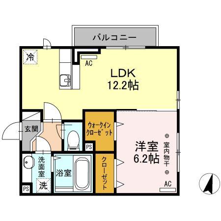 D-ROOM煌 キララ(1LDK/2階)の間取り写真