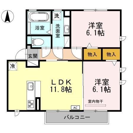 カトレア(2LDK/2階)の間取り写真