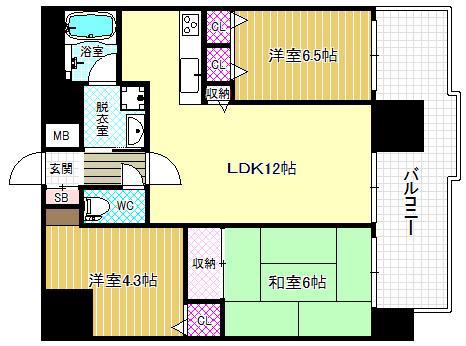 パルシオ福島(3LDK/10階)の間取り写真