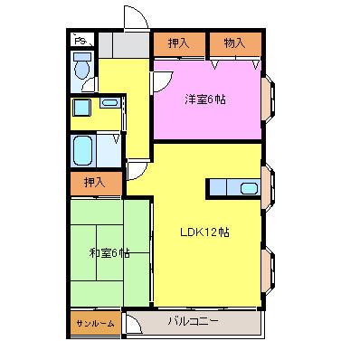 ラ・ネージュダイワ(2LDK/2階)の間取り写真