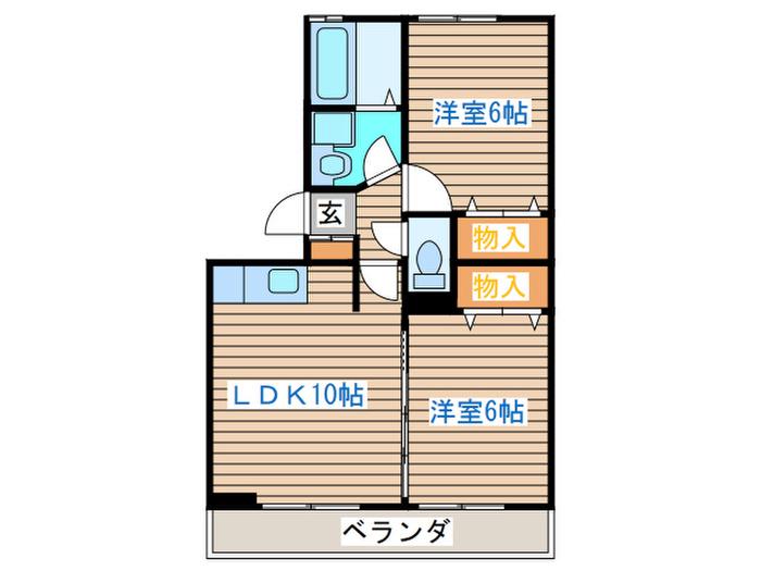 セントレ富沢(2LDK/1階)の間取り写真