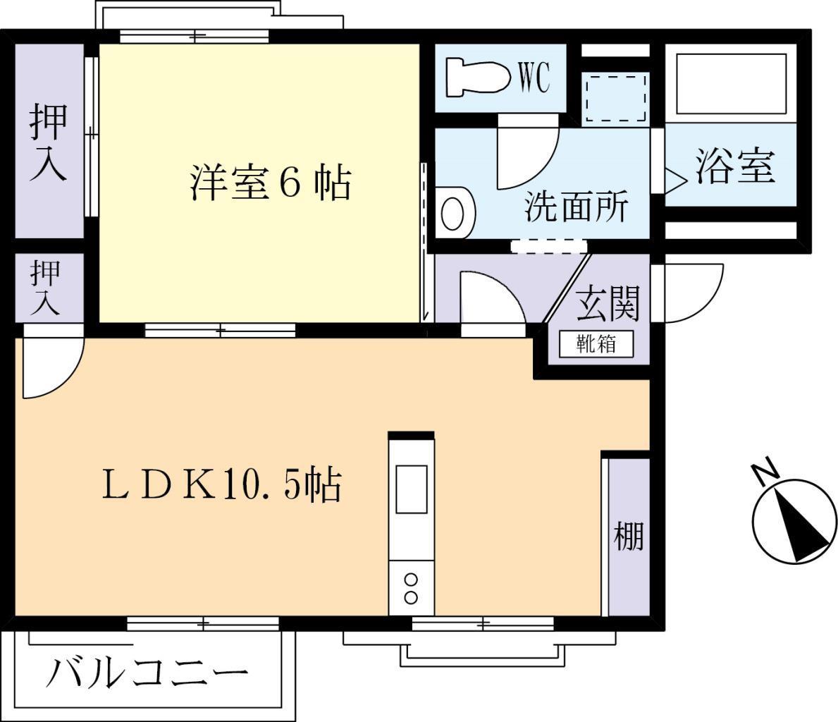グリーンメゾンB(1LDK/1階)の間取り写真
