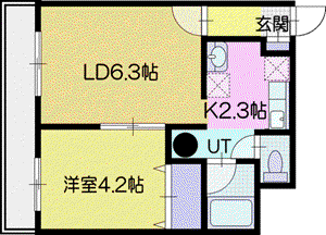 フルールブローニュ(1LDK/3階)の間取り写真
