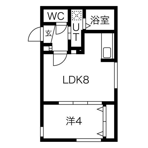 エヴァンスコート宮の森(1LDK/4階)の間取り写真