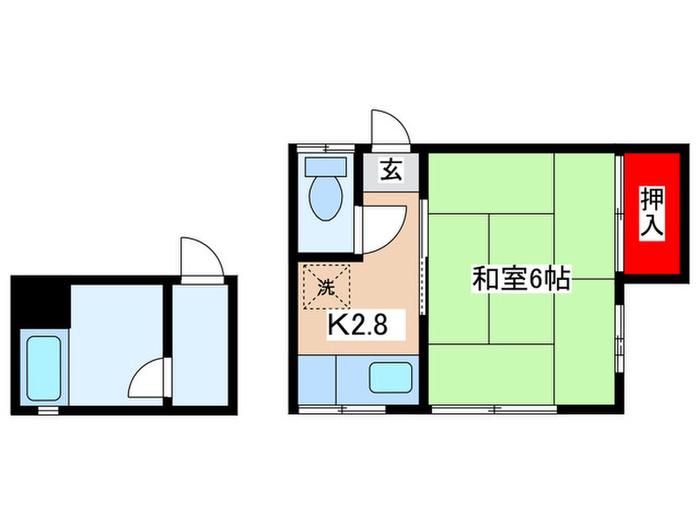 片野ハイツ(1K/2階)の間取り写真