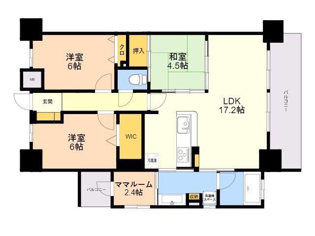 アルファスマート伊都の杜(3LDK/9階)の間取り写真